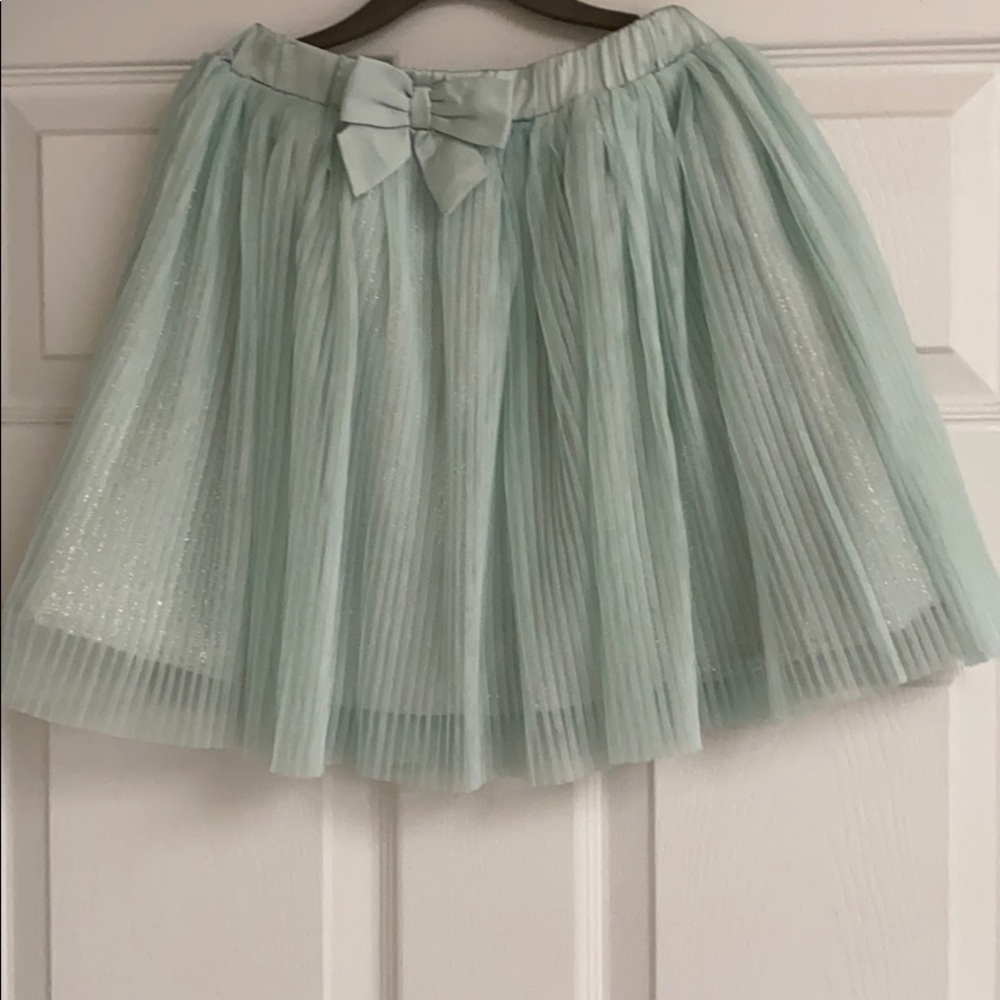 Girls Mint Green Skirt with Silver Underlay